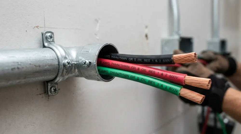 6 AWG Copper Wire in EMT Conduit for Tesla Wall Connector